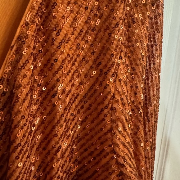 Petal & Pup Melanie Rust Sequin Midi Wrap Dress Size 10 - Picture 5 of 5